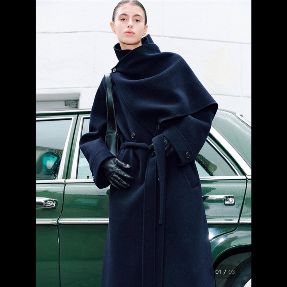 Elegant Navy Double-Breasted Coat